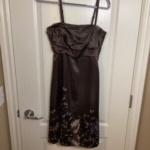 RW & CO. Women's Strappy Dark Brown Floral Mini Cocktail Dress Size 0